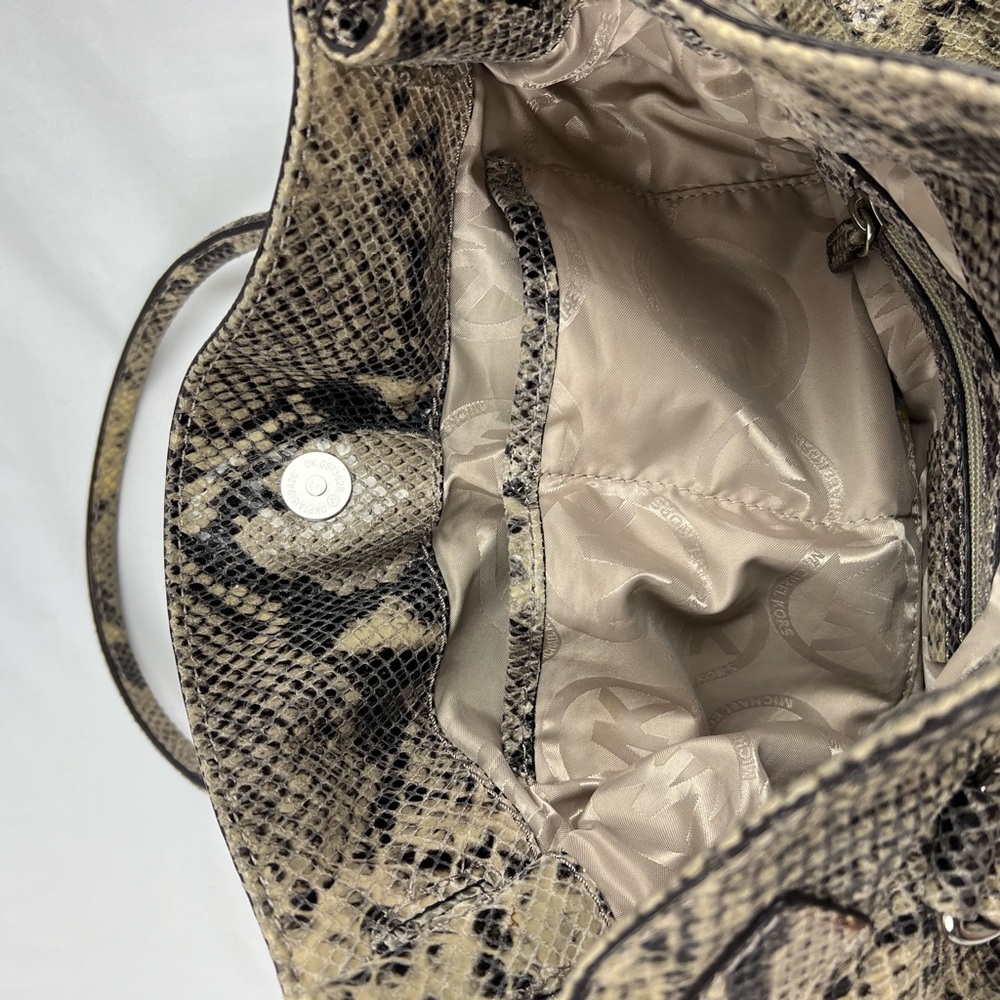 Michael Kors Hamilton Beige Python Snake Handbag - image 7